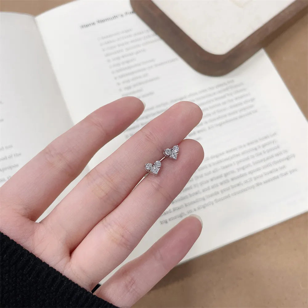 0.47 ctw Three-Stone Heart-Cut Lab-Grown Diamond Earrings in 18K White Gold
