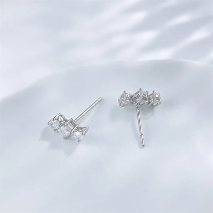 0.61 ctw Three-Stone Emerald-Cut Lab-Grown Diamond Earrings in 18K White Gold