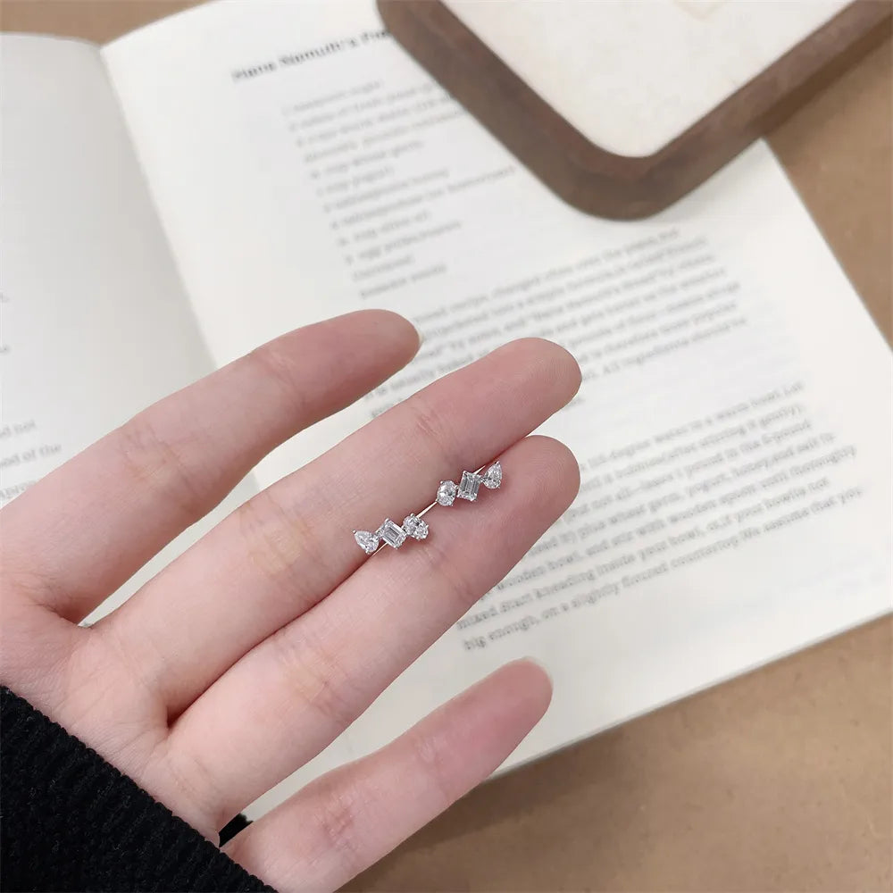 0.61 ctw Three-Stone Emerald-Cut Lab-Grown Diamond Earrings in 18K White Gold