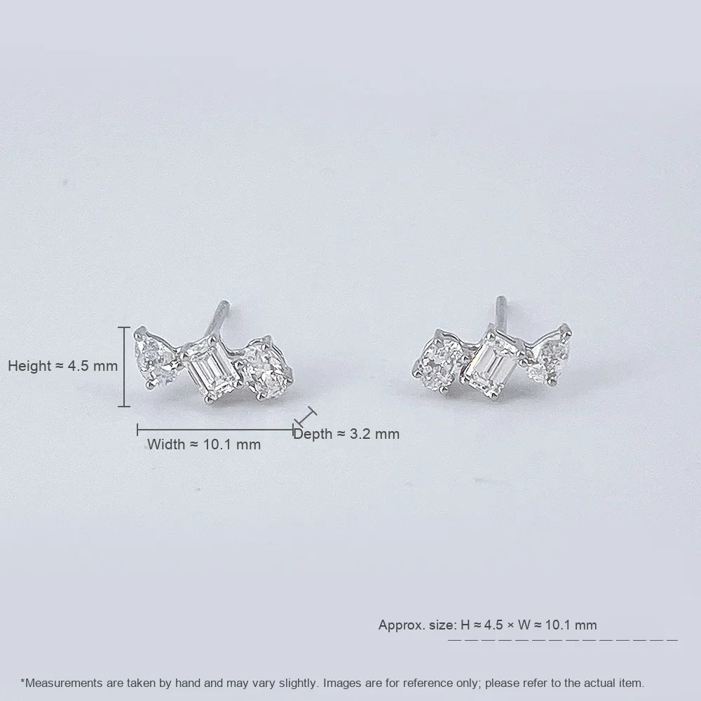 0.61 ctw Three-Stone Emerald-Cut Lab-Grown Diamond Earrings in 18K White Gold