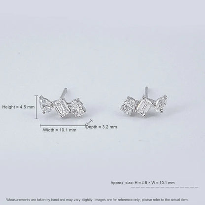 0.61 ctw Three-Stone Emerald-Cut Lab-Grown Diamond Earrings in 18K White Gold