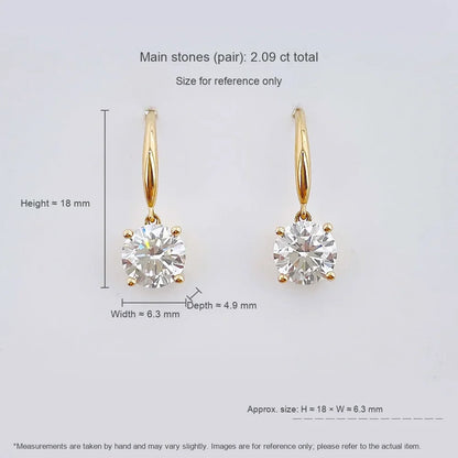 1.03 ctw Classic Four-Prong Round-Cut Lab-Grown Diamond Earrings in 18K Yellow Gold