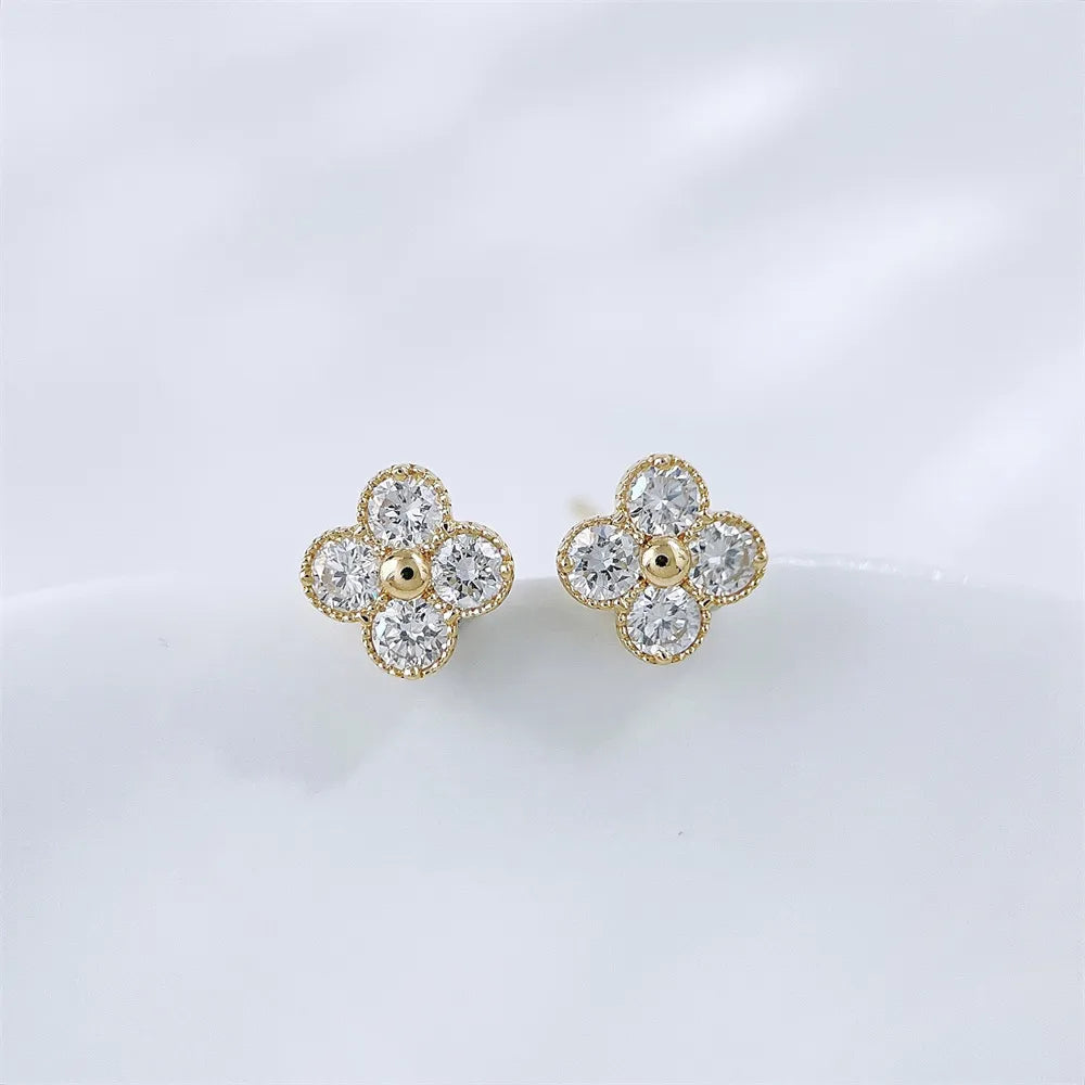 0.36 ctw Floral Round-Cut Lab-Grown Diamond Earrings in 18K Yellow Gold