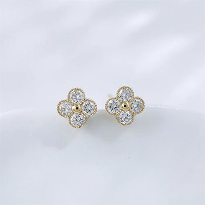 0.36 ctw Floral Round-Cut Lab-Grown Diamond Earrings in 18K Yellow Gold