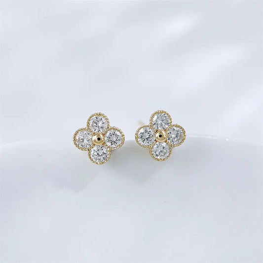0.36 ctw Floral Round-Cut Lab-Grown Diamond Earrings in 18K Yellow Gold
