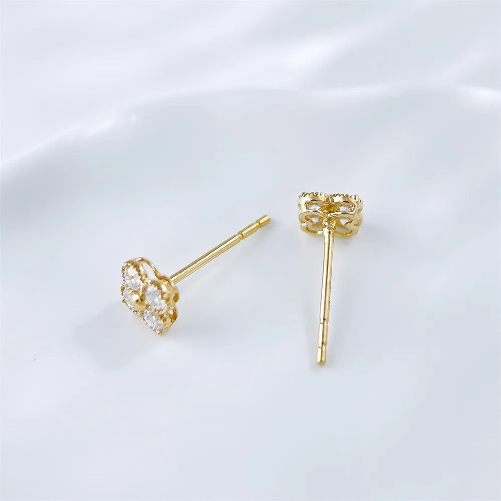 0.36 ctw Floral Round-Cut Lab-Grown Diamond Earrings in 18K Yellow Gold