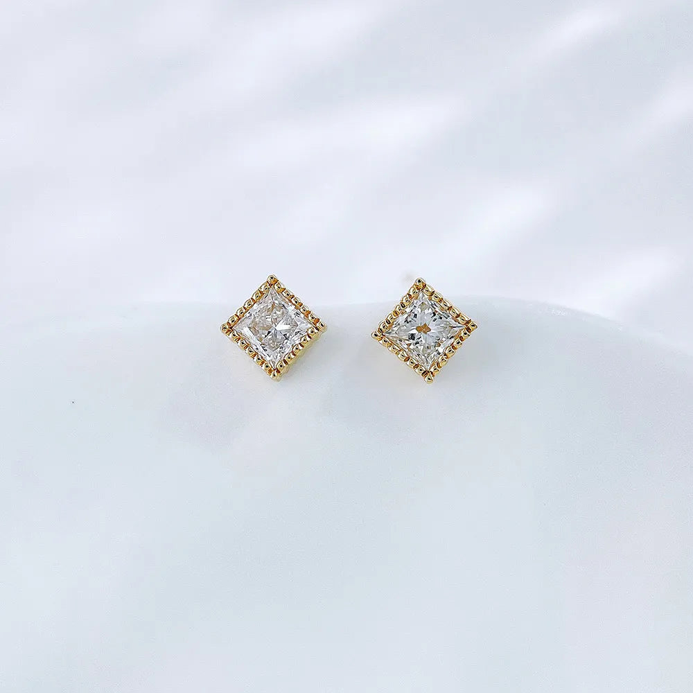 0.34 ctw Minimalist Princess-Cut Lab-Grown Diamond Stud Earrings in 18K Yellow Gold