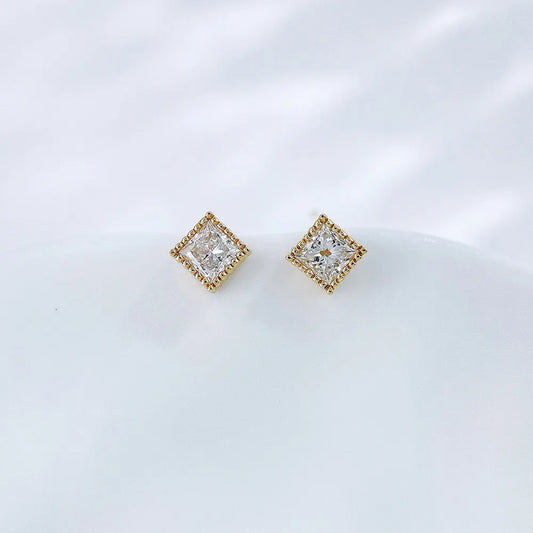 0.34 ctw Minimalist Princess-Cut Lab-Grown Diamond Stud Earrings in 18K Yellow Gold