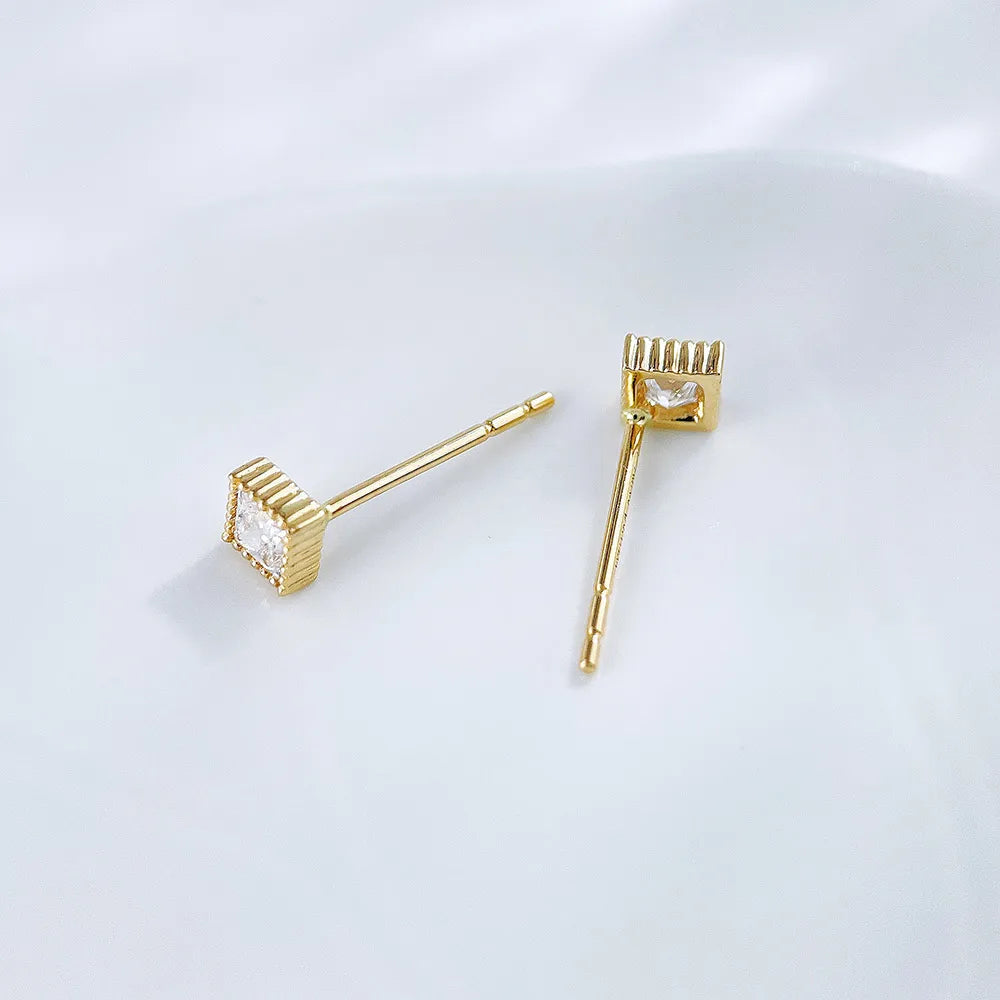0.34 ctw Minimalist Princess-Cut Lab-Grown Diamond Stud Earrings in 18K Yellow Gold
