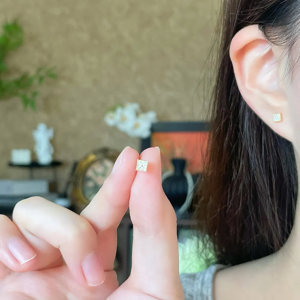 0.34 ctw Minimalist Princess-Cut Lab-Grown Diamond Stud Earrings in 18K Yellow Gold