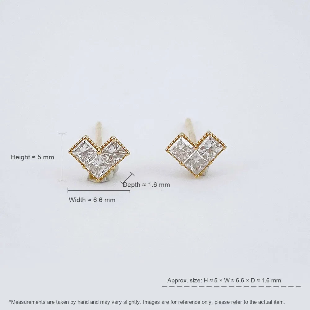 0.31 ctw Heart Three-Stone Mixed-Cut Lab-Grown Diamond Earrings in 18K Yellow Gold