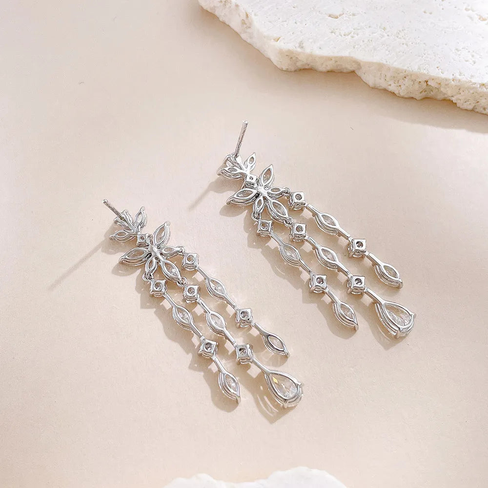 1.11 ctw Heart Mixed-Cut Lab-Grown Diamond Drop Earrings in 18K White Gold