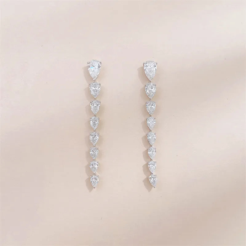 1.06 ctw Vintage Pear-Cut Lab-Grown Diamond Drop Earrings in 18K White Gold
