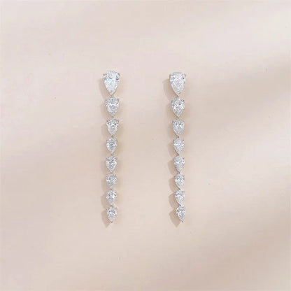 1.06 ctw Vintage Pear-Cut Lab-Grown Diamond Drop Earrings in 18K White Gold
