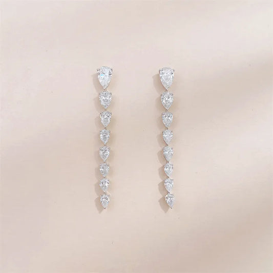 1.06 ctw Vintage Pear-Cut Lab-Grown Diamond Drop Earrings in 18K White Gold