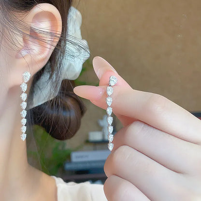 1.06 ctw Vintage Pear-Cut Lab-Grown Diamond Drop Earrings in 18K White Gold