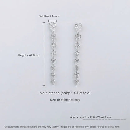 1.06 ctw Vintage Pear-Cut Lab-Grown Diamond Drop Earrings in 18K White Gold