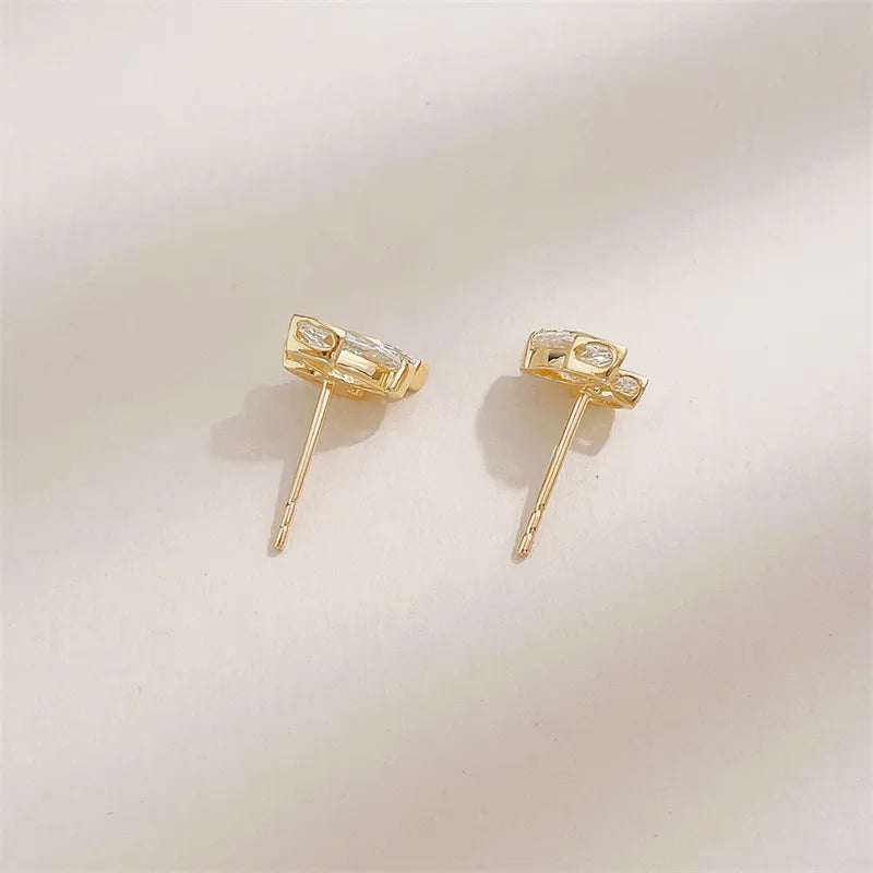 0.85 ctw Minimalist Three-Stone Marquise-Cut Lab-Grown Diamond Earrings in 18K Yellow Gold
