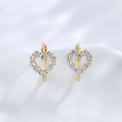 0.54 ctw Heart-Cut Lab-Grown Diamond Earrings in 18K Yellow Gold