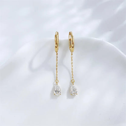 0.64 ctw Pear-Cut Lab-Grown Diamond Drop Earrings in 18K Yellow Gold