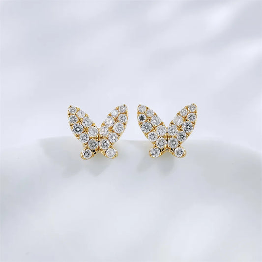 0.51 ctw Butterfly Mixed-Cut Lab-Grown Diamond Earrings in 18K Yellow Gold