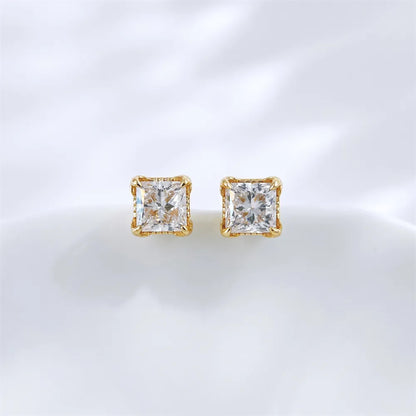 1.04 ctw Minimalist Princess-Cut Lab-Grown Diamond Stud Earrings in 18K Yellow Gold