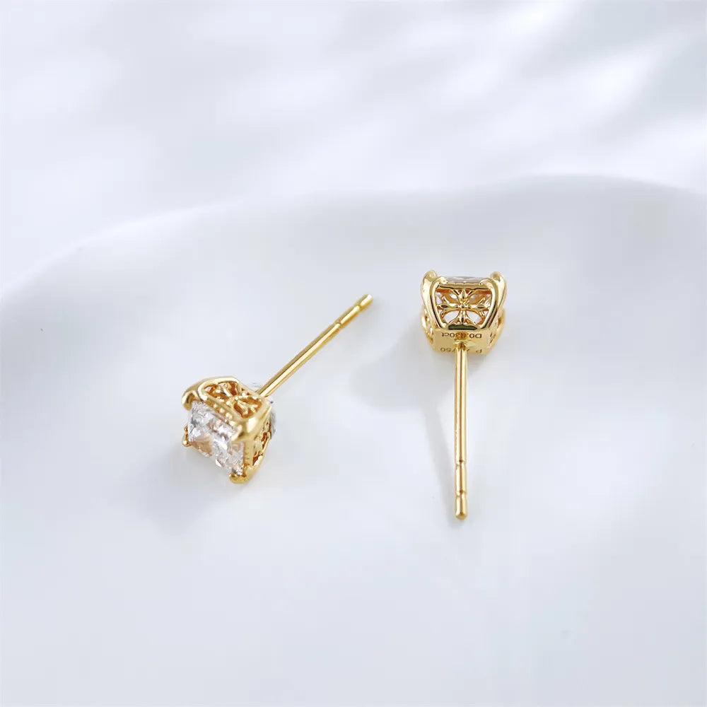 1.04 ctw Minimalist Princess-Cut Lab-Grown Diamond Stud Earrings in 18K Yellow Gold