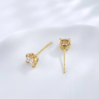 1.04 ctw Minimalist Princess-Cut Lab-Grown Diamond Stud Earrings in 18K Yellow Gold