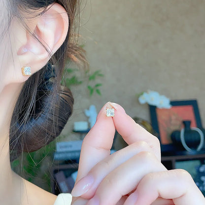 1.04 ctw Minimalist Princess-Cut Lab-Grown Diamond Stud Earrings in 18K Yellow Gold