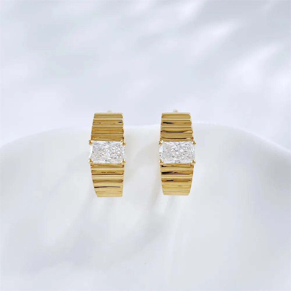 0.55 ctw Vintage Radiant-Cut Lab-Grown Diamond Earrings in 18K Yellow Gold