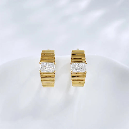 0.55 ctw Vintage Radiant-Cut Lab-Grown Diamond Earrings in 18K Yellow Gold