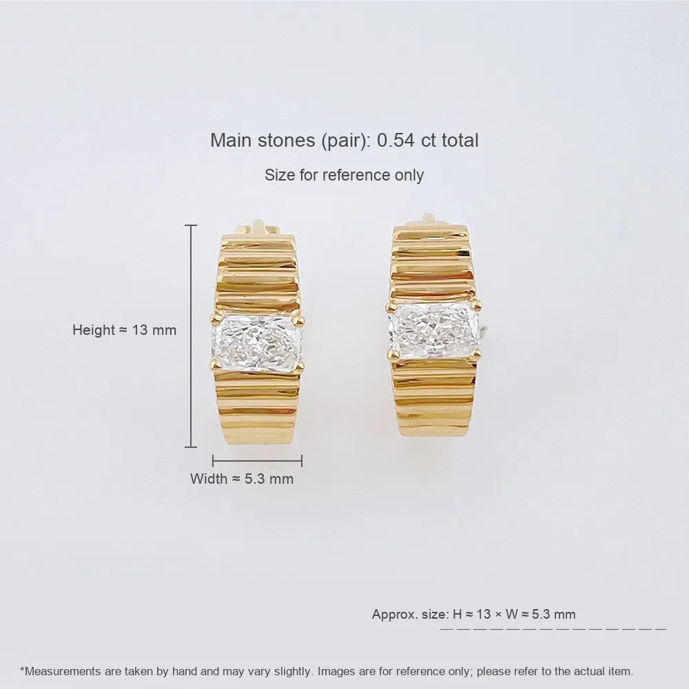 0.55 ctw Vintage Radiant-Cut Lab-Grown Diamond Earrings in 18K Yellow Gold