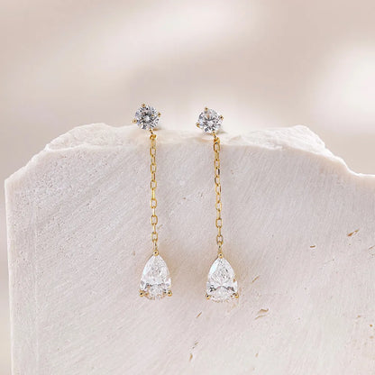 0.63 ctw Celestial Pear-Cut Lab-Grown Diamond Drop Earrings in 18K Yellow Gold