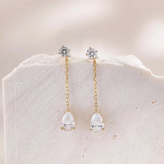 0.63 ctw Celestial Pear-Cut Lab-Grown Diamond Drop Earrings in 18K Yellow Gold
