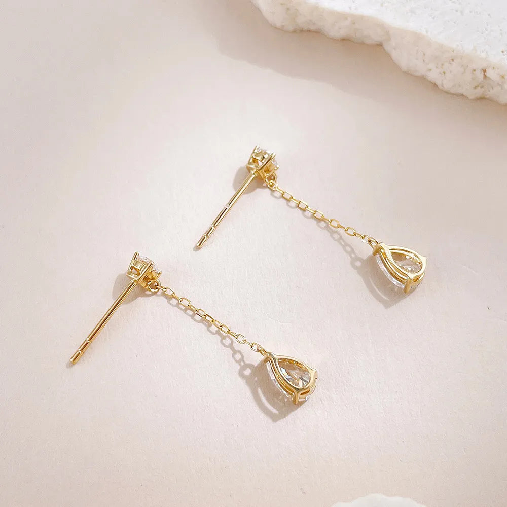 0.63 ctw Celestial Pear-Cut Lab-Grown Diamond Drop Earrings in 18K Yellow Gold