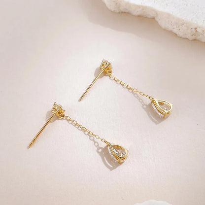 0.63 ctw Celestial Pear-Cut Lab-Grown Diamond Drop Earrings in 18K Yellow Gold