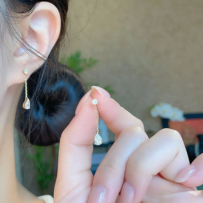 0.63 ctw Celestial Pear-Cut Lab-Grown Diamond Drop Earrings in 18K Yellow Gold