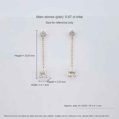 0.63 ctw Celestial Pear-Cut Lab-Grown Diamond Drop Earrings in 18K Yellow Gold