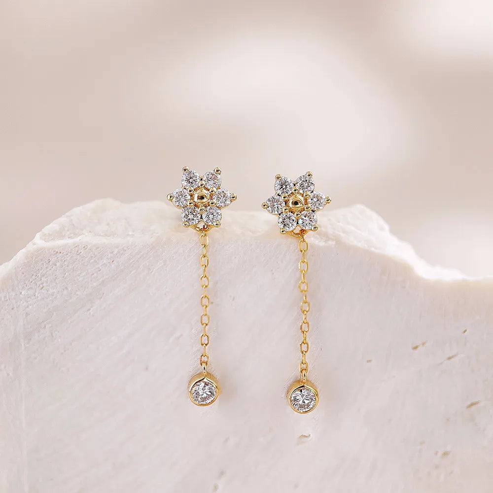 Floral Cluster Mixed-Cut Lab-Grown Diamond Earrings in 18K Yellow Gold