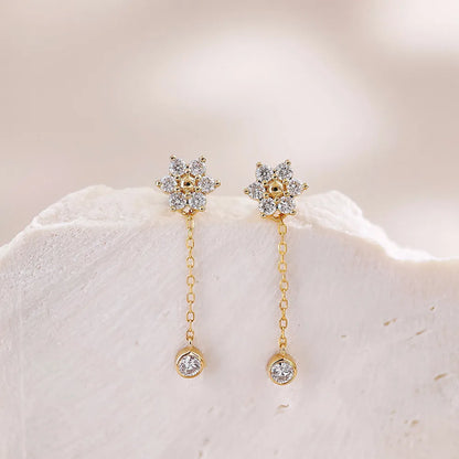 Floral Cluster Mixed-Cut Lab-Grown Diamond Earrings in 18K Yellow Gold