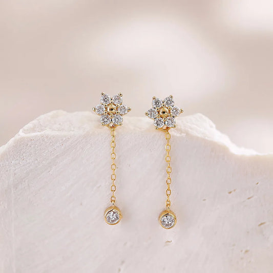 Floral Cluster Mixed-Cut Lab-Grown Diamond Earrings in 18K Yellow Gold