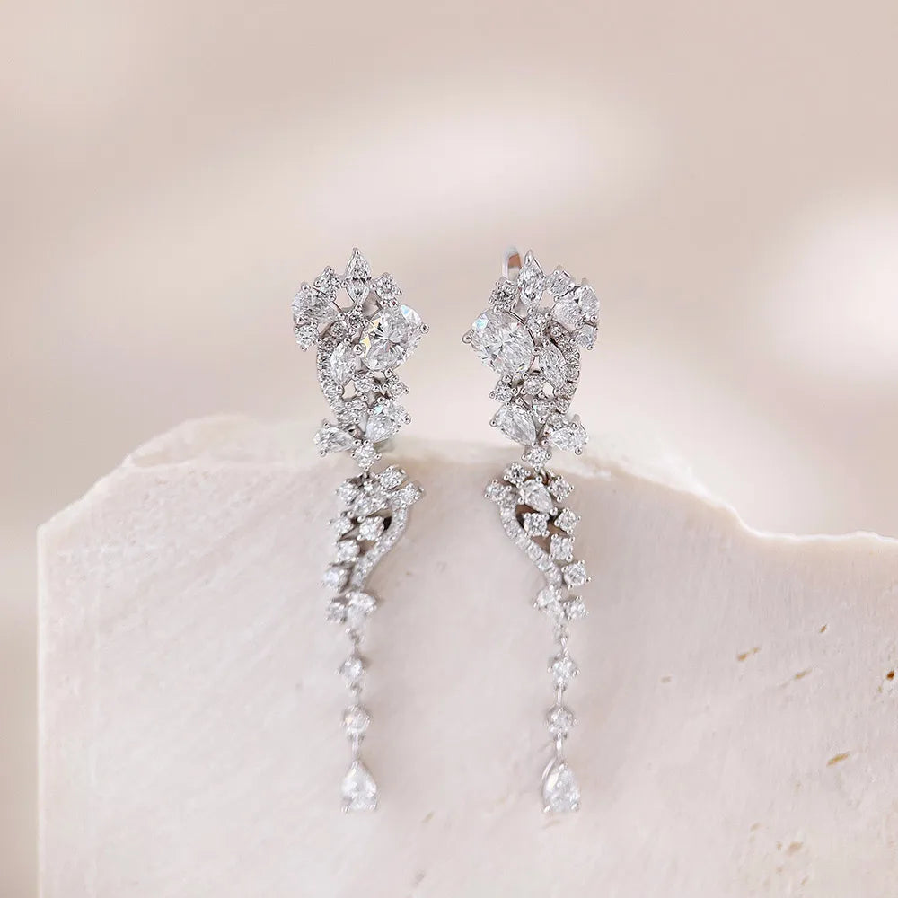 0.4 ctw Floral Mixed-Cut Lab-Grown Diamond Earrings in 18K White Gold