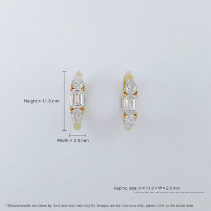 Minimalist Three-Stone Mixed-Cut Lab-Grown Diamond Ear Cuff in 18K Yellow Gold