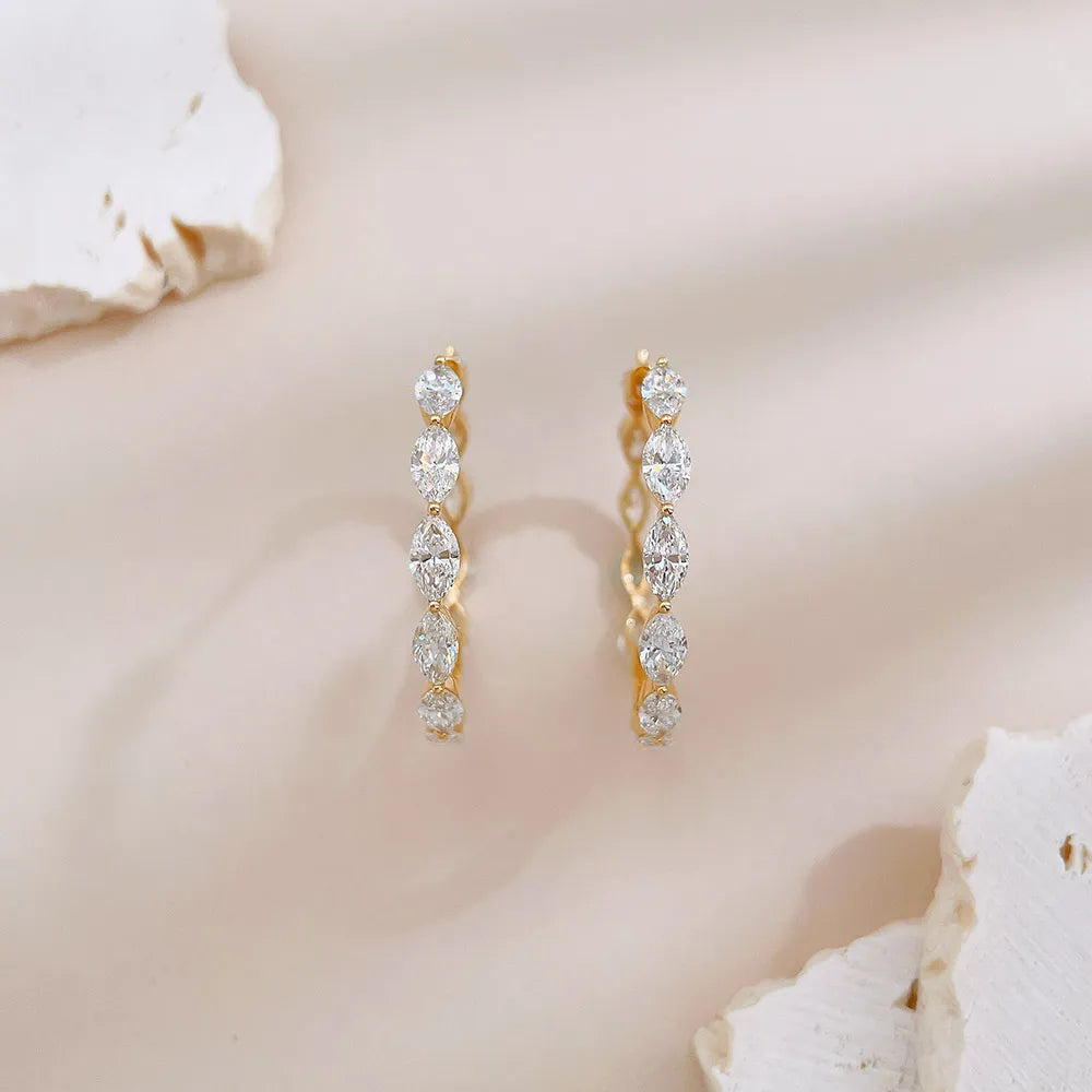 5.02 ctw Marquise-Cut Lab-Grown Diamond Earrings in 18K Yellow Gold