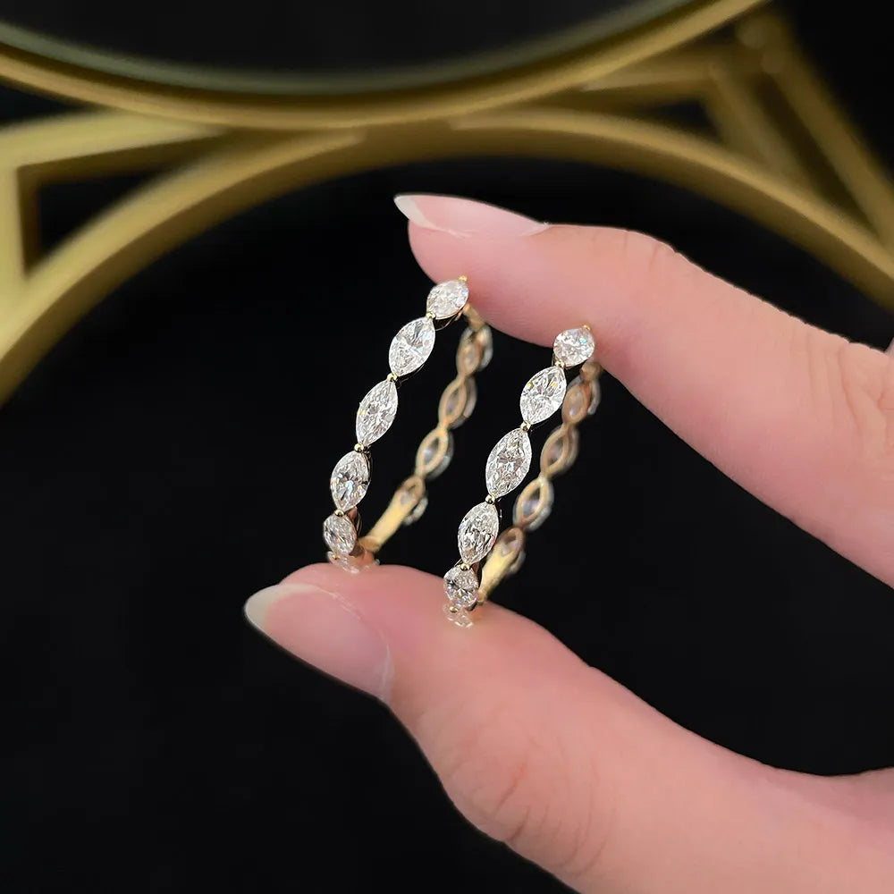 5.02 ctw Marquise-Cut Lab-Grown Diamond Earrings in 18K Yellow Gold