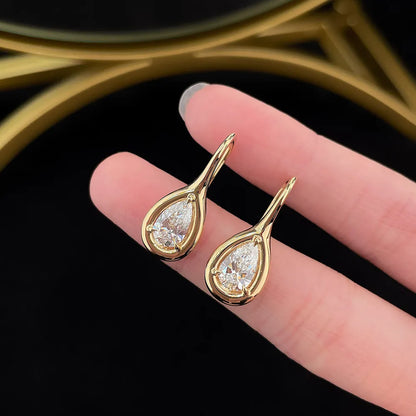 2.03 ctw Minimalist Pear-Cut Lab-Grown Diamond Drop Earrings in 18K Yellow Gold