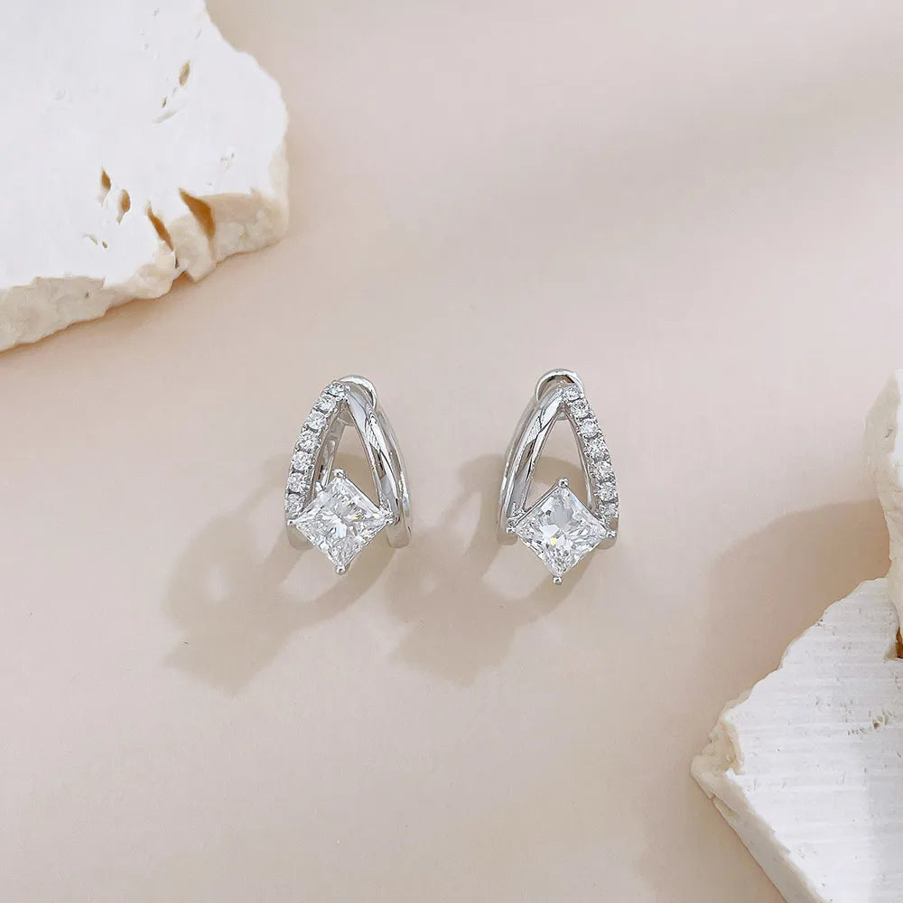 1.47 ctw Celestial Princess-Cut Lab-Grown Diamond Earrings in 18K White Gold
