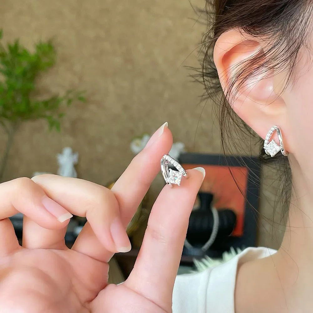 1.47 ctw Celestial Princess-Cut Lab-Grown Diamond Earrings in 18K White Gold