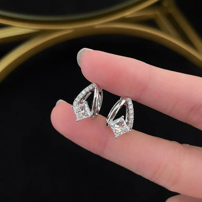 1.47 ctw Celestial Princess-Cut Lab-Grown Diamond Earrings in 18K White Gold