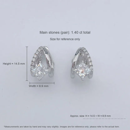 1.47 ctw Celestial Princess-Cut Lab-Grown Diamond Earrings in 18K White Gold